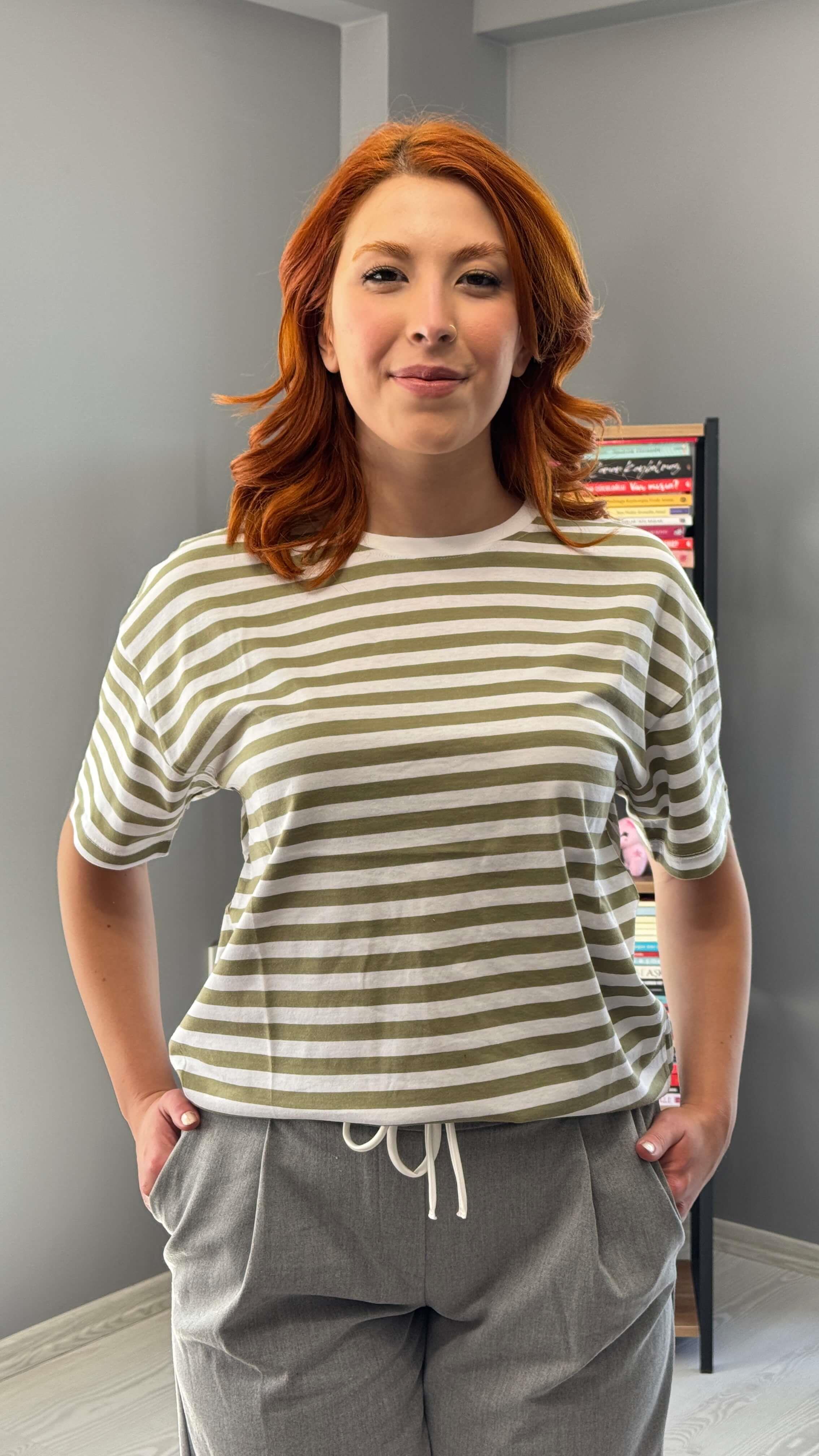 Haki Çizgili Tshirt
