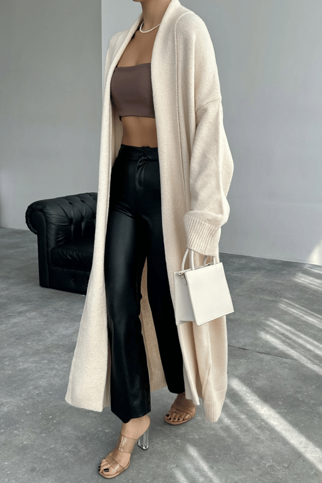 Krem Maxi Hırka 