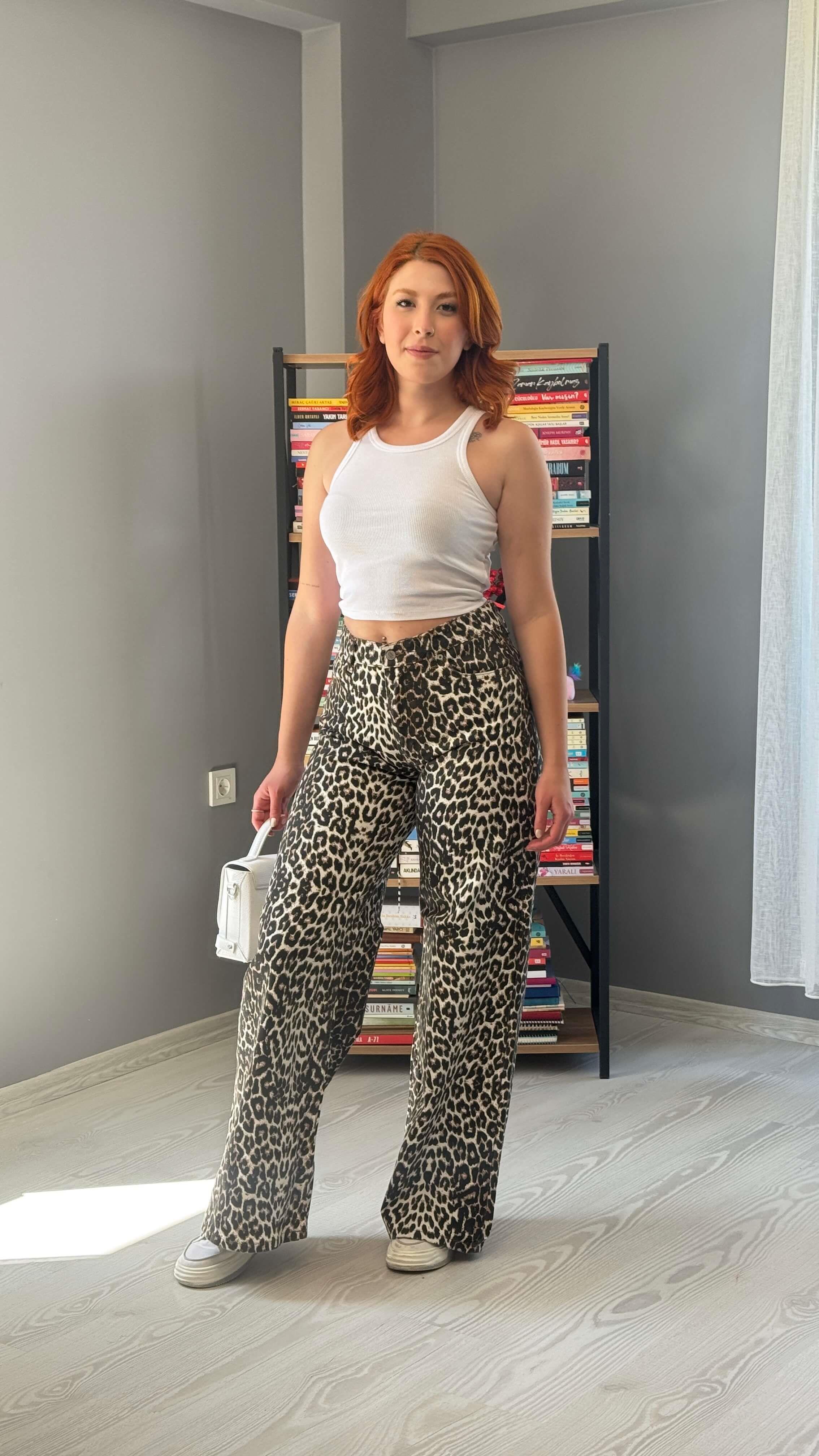 Leopar Yüksel Bel Pantolon