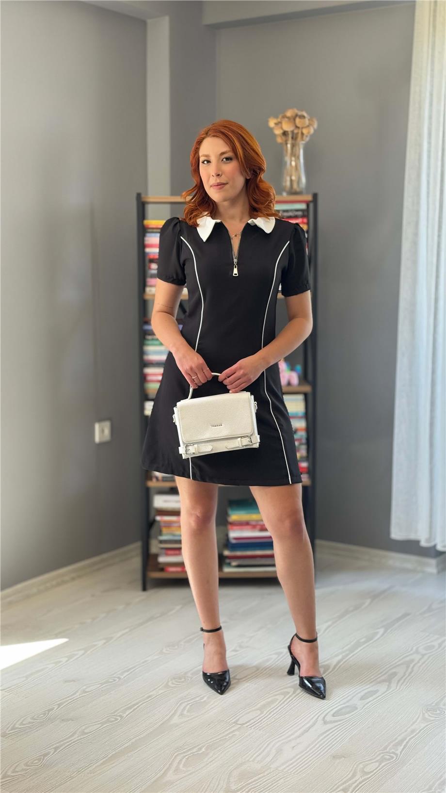 Siyah Polo Yaka Elbise