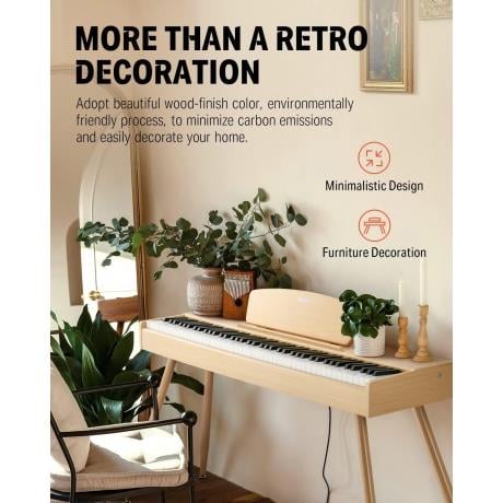 Donner DDP-80 Wooden Style Dijital Piyano - Naturel Wood