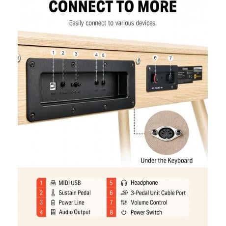 Donner DDP-80 Wooden Style Dijital Piyano - Naturel Wood