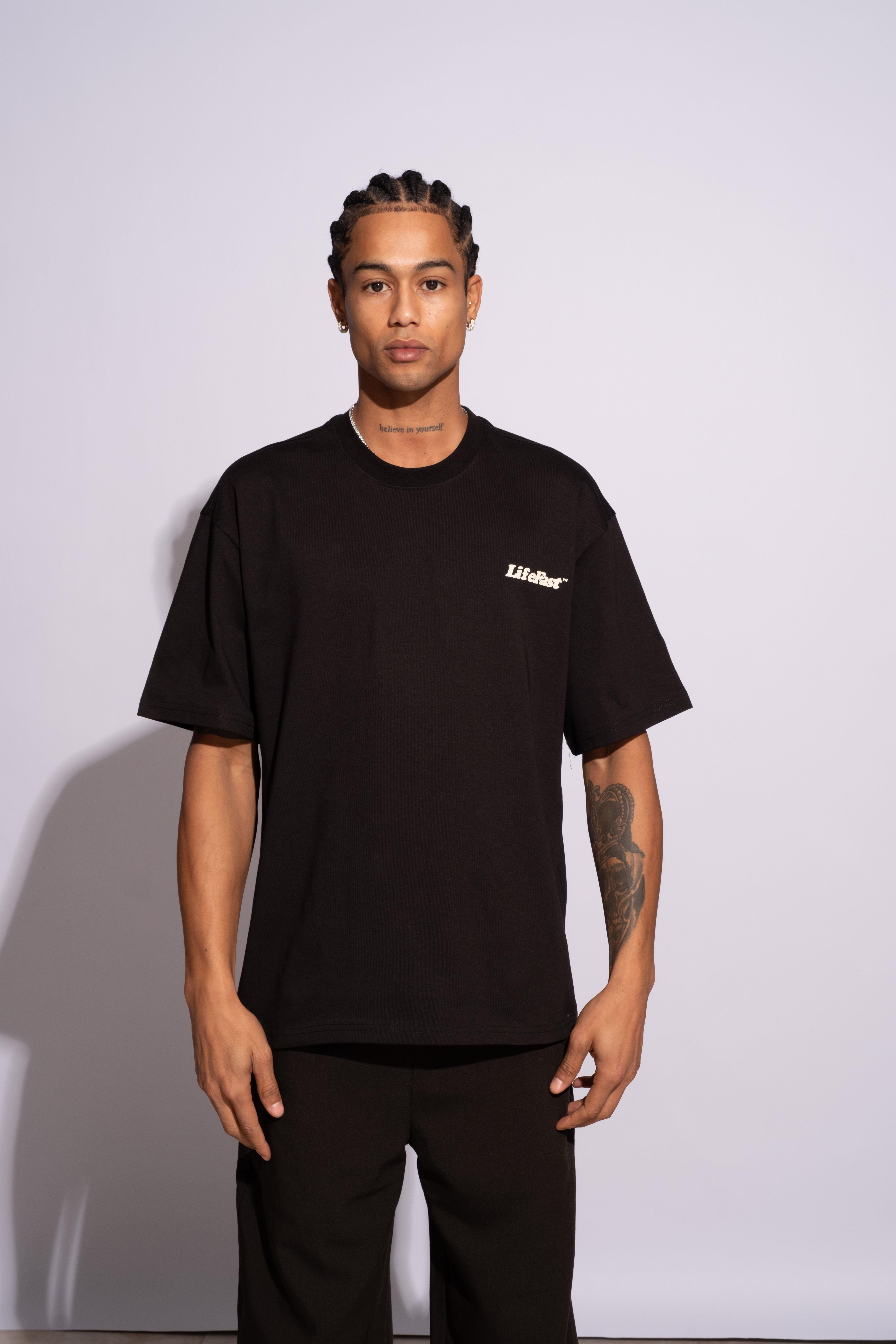 Erkek Oversize Life Fast Siyah