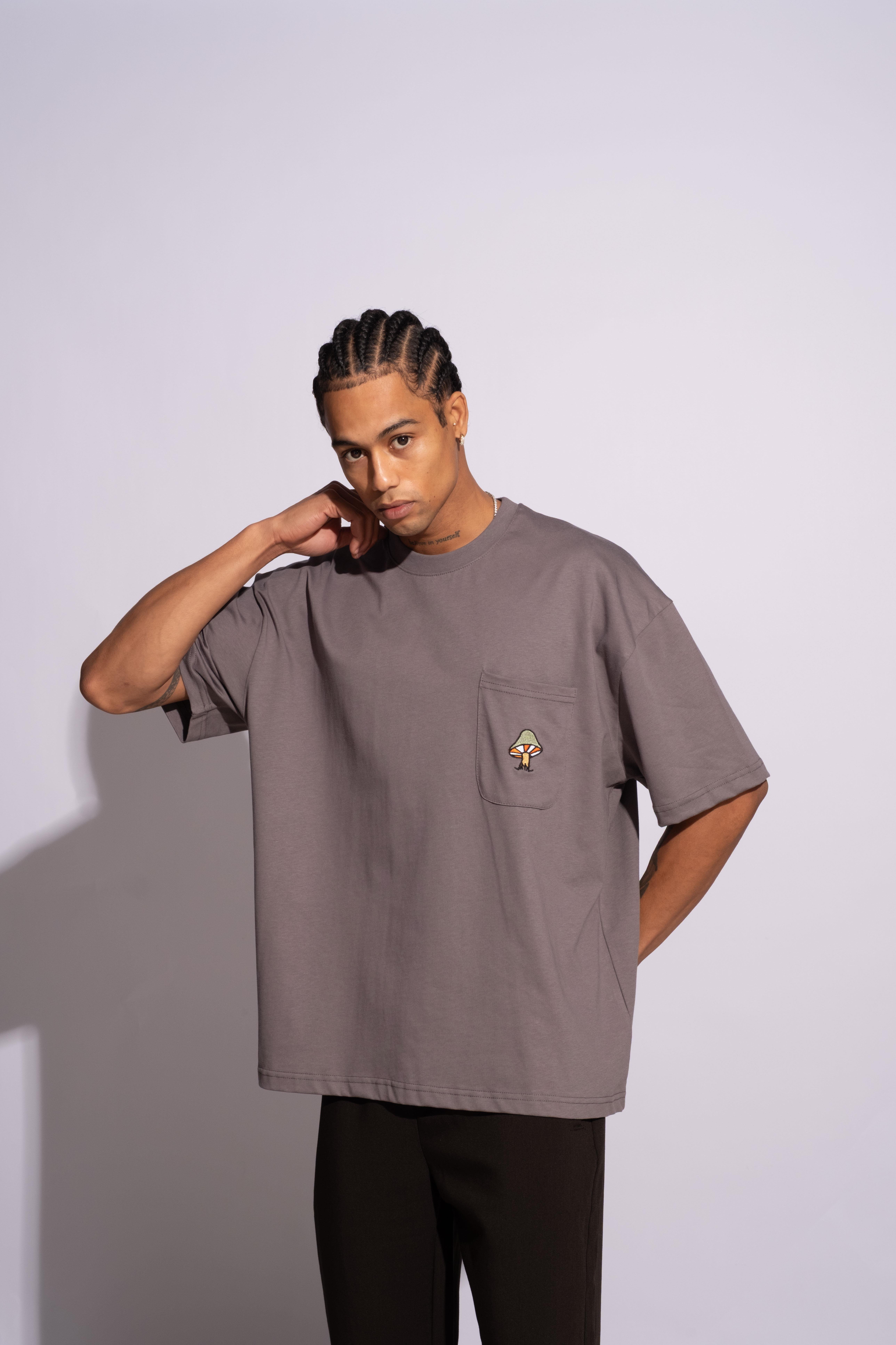 Erkek Oversize Mantar Gri