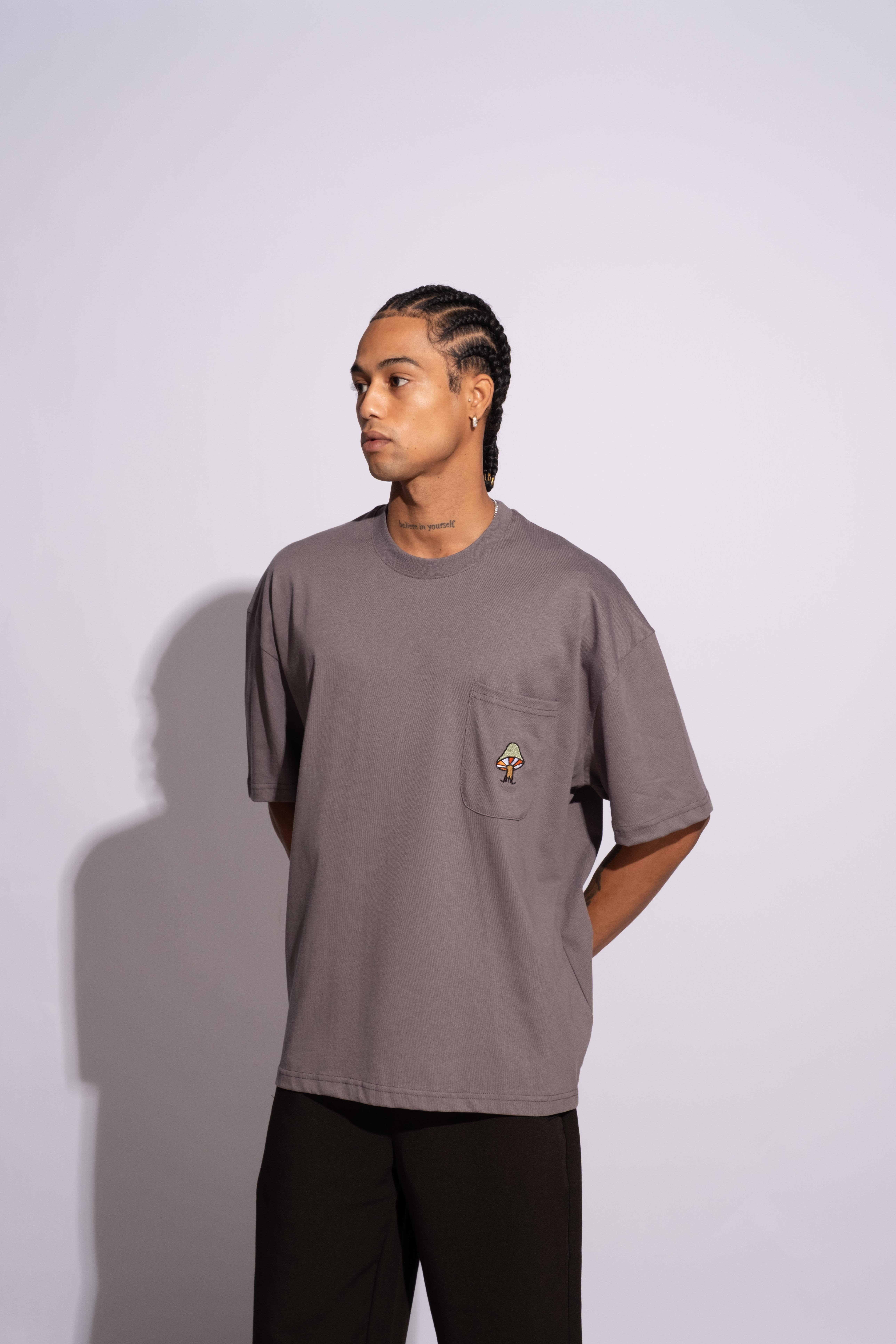 Erkek Oversize Mantar Gri