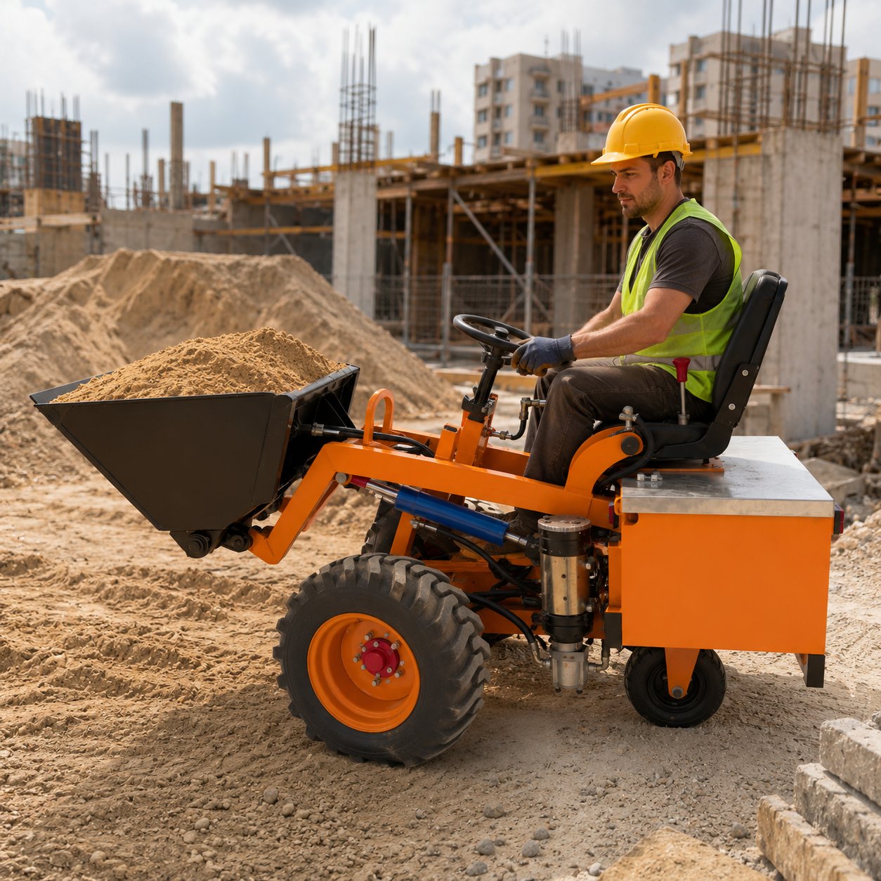 Balatlı3 Tekerlekli Mini Elektrikli Yükleyici 500 kg Kapasiteli