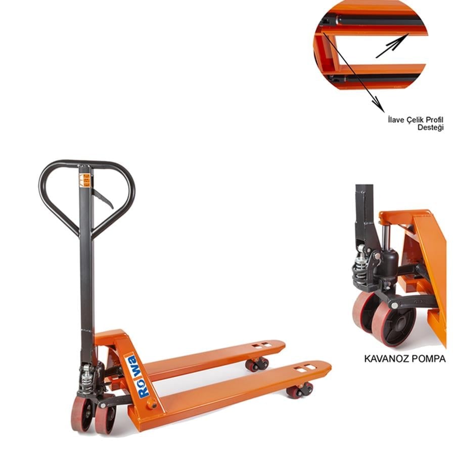 Rolwal 2.5 Ton Manuel Transpalet Poliüretan Tekerlek BJ-TR-25-52X115-PU