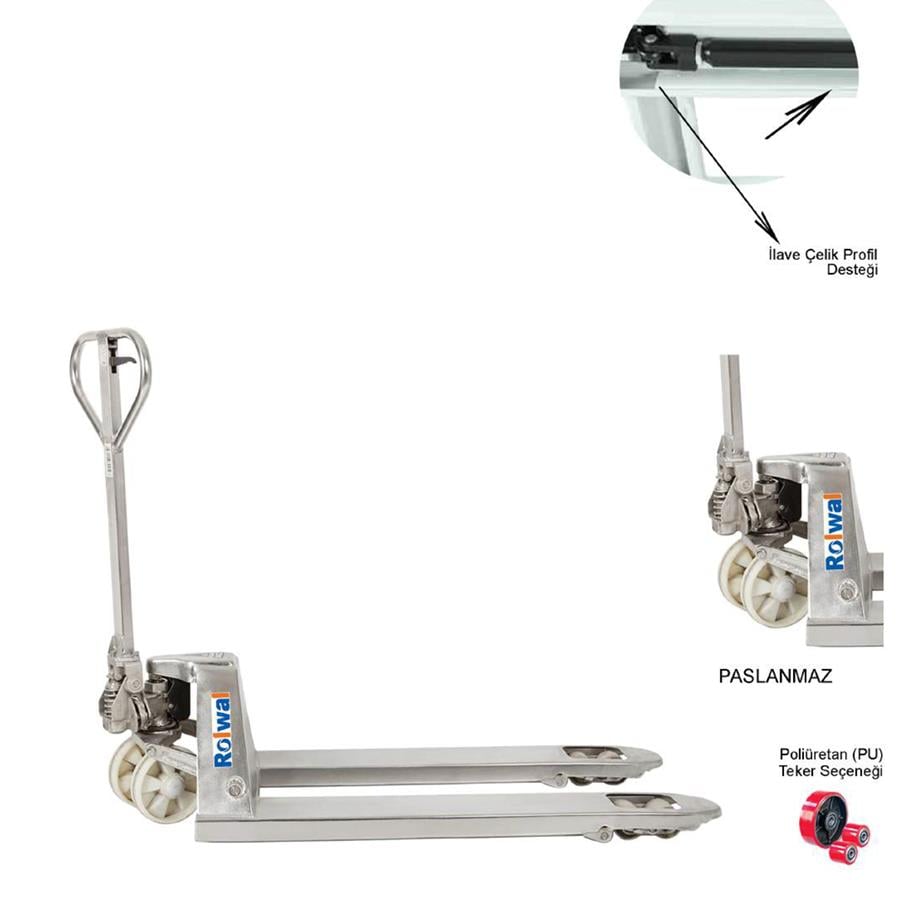 Rolwal 2.5 Ton Manuel Krom Paslanmaz Transpalet