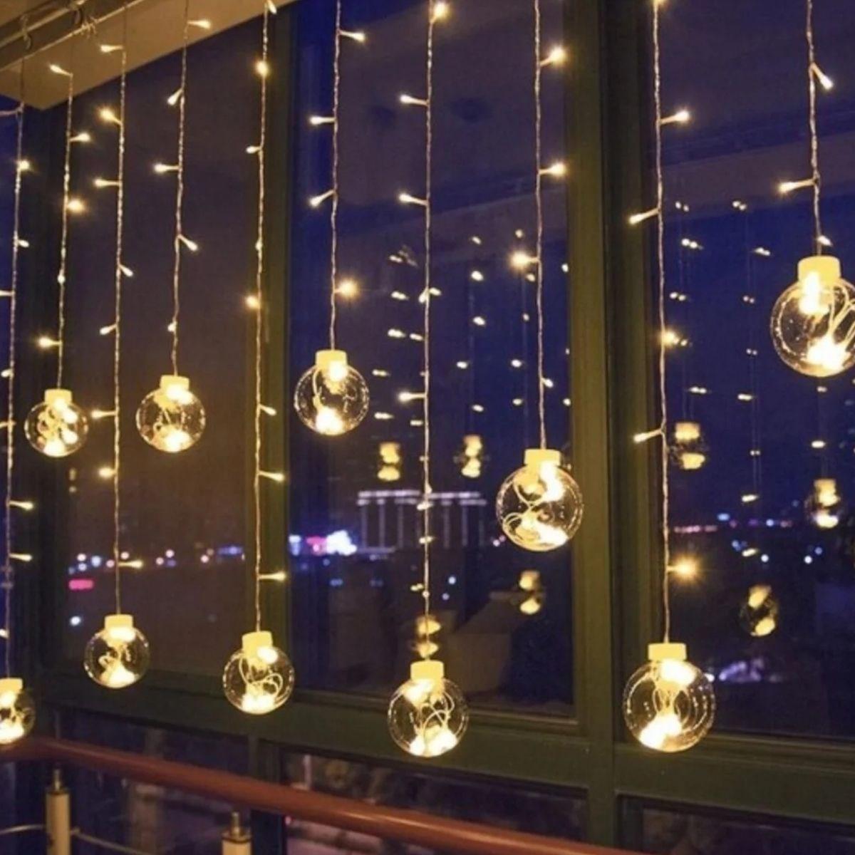 10 Sarkıtlı Kumandalı Dekoratif Top İçi Mini Toplu LED Günışığı Rengi Dekoratif Aydınlatma
