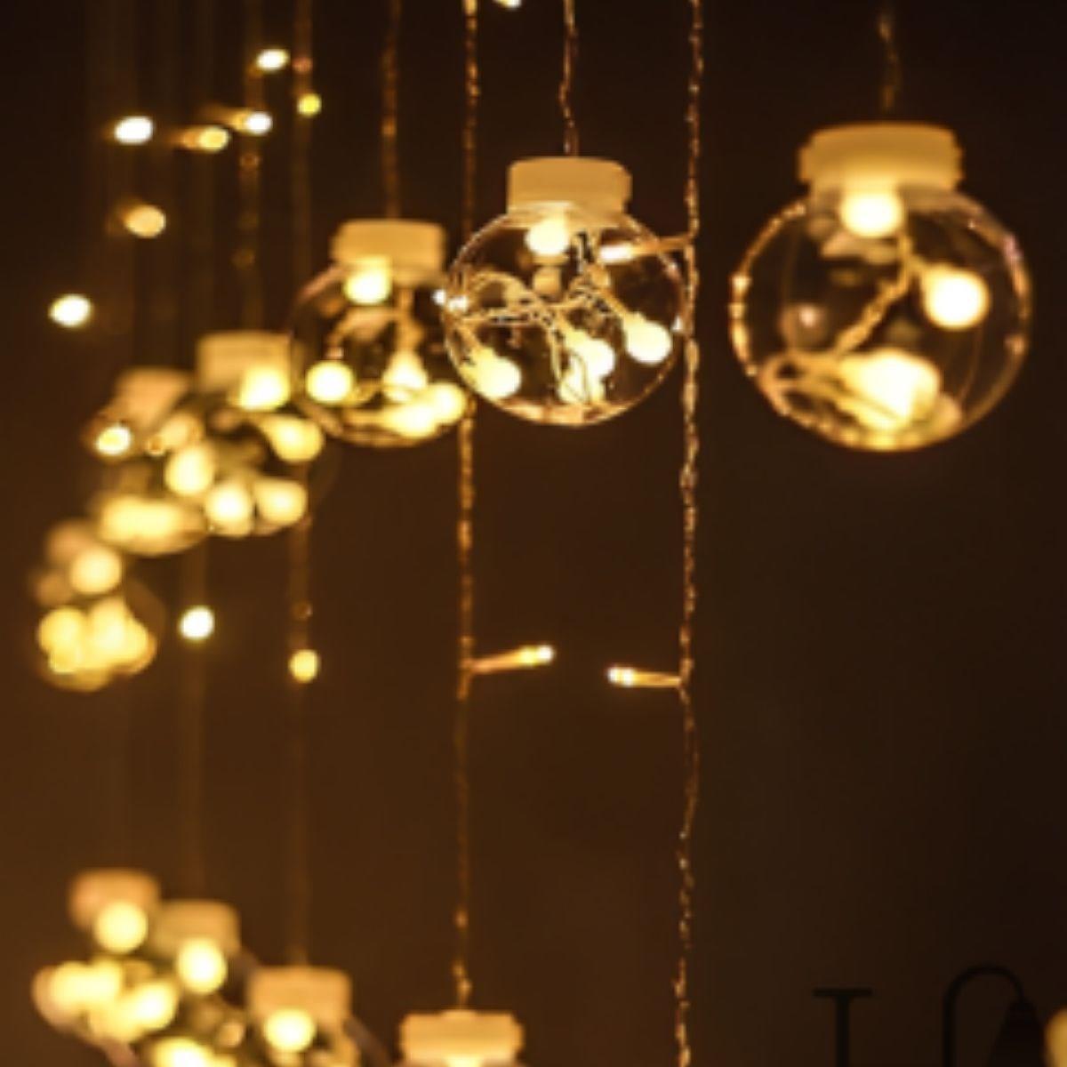 10 Sarkıtlı Kumandalı Dekoratif Top İçi Mini Toplu LED Günışığı Rengi Dekoratif Aydınlatma