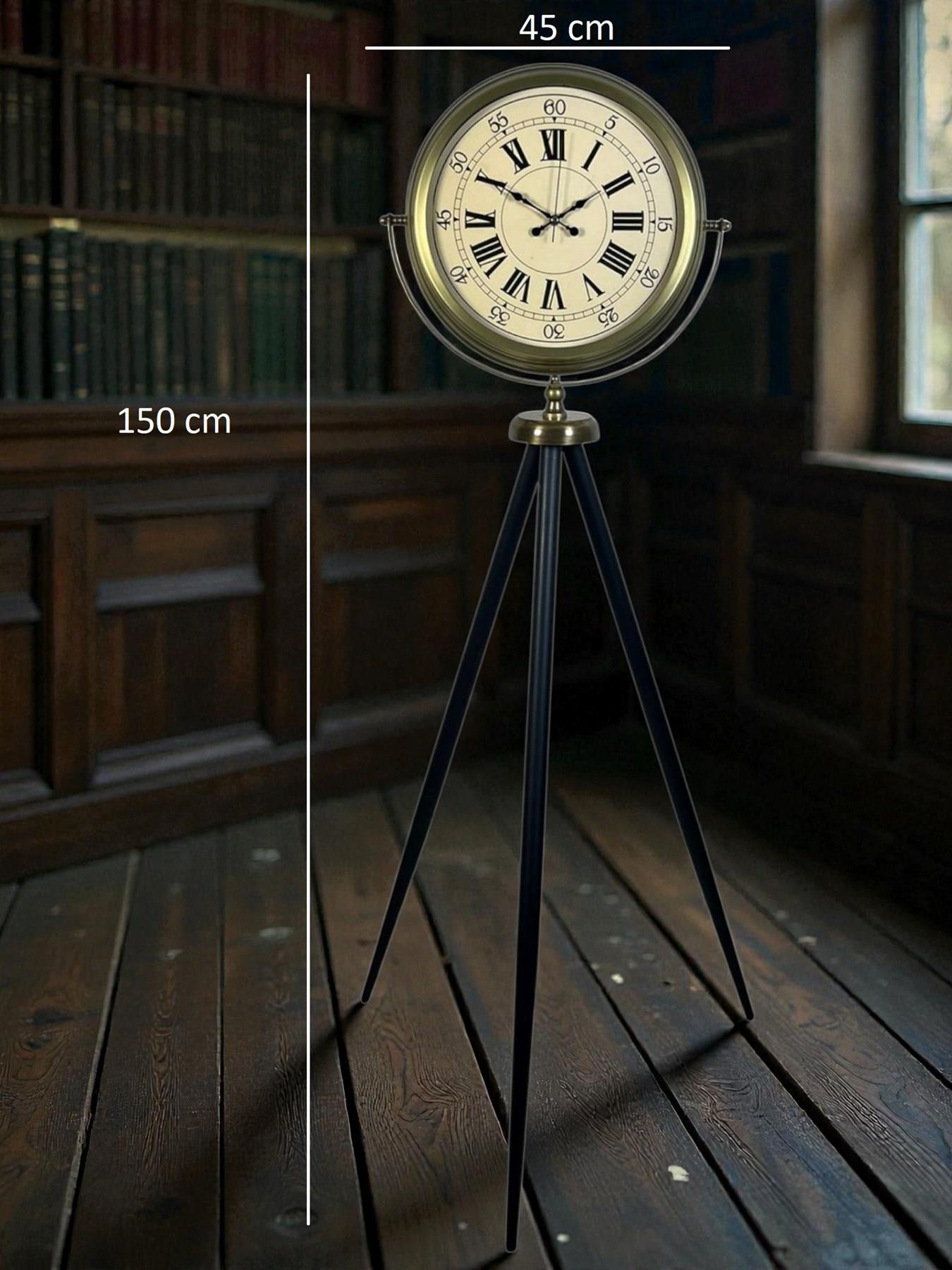Antik Görünümlü Eskitme Tripod Ayaklı Saat