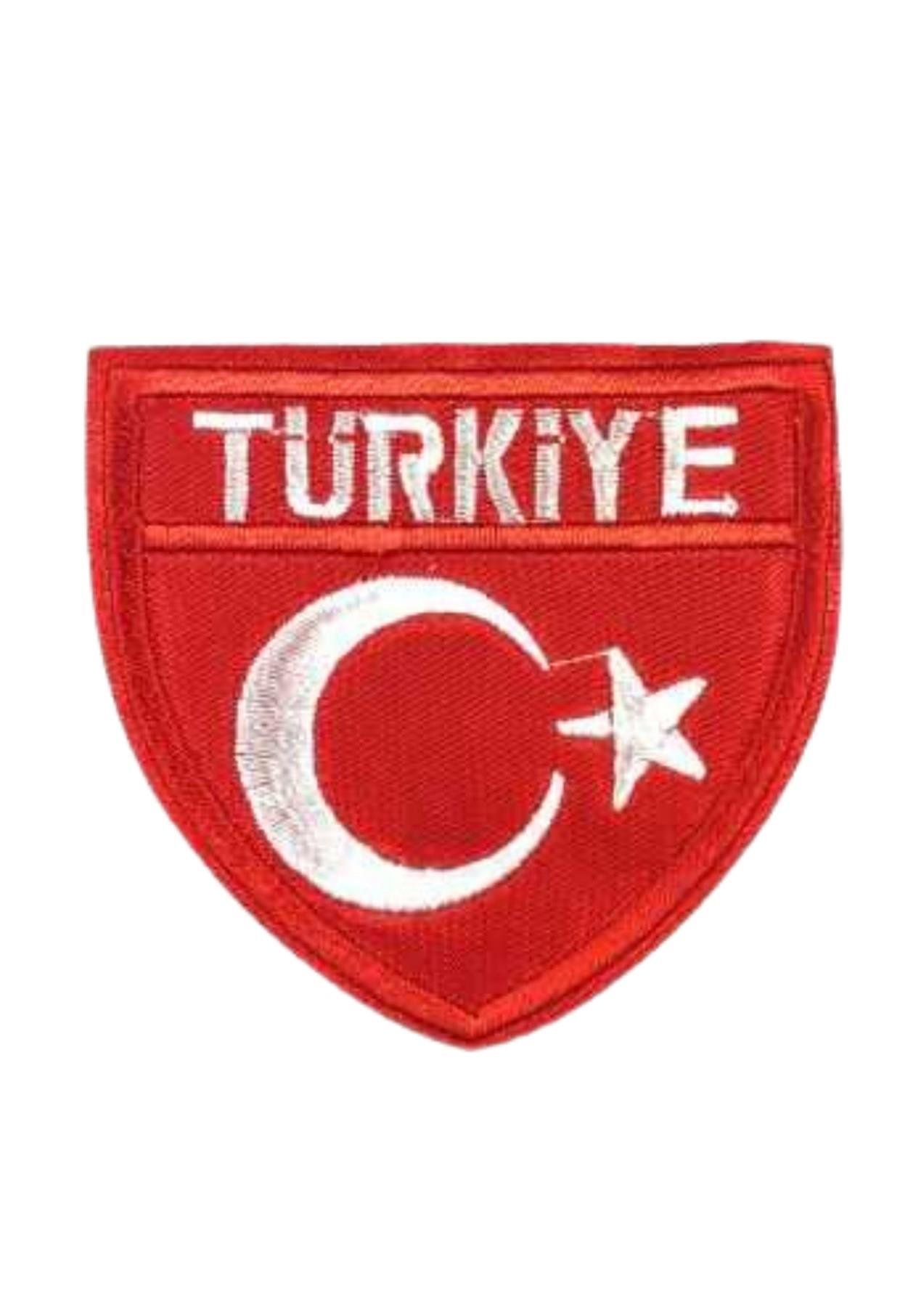 Aplike Ütü İle Yapışan Türk Bayrağı Türkiye Yazılı Arma 4 cm