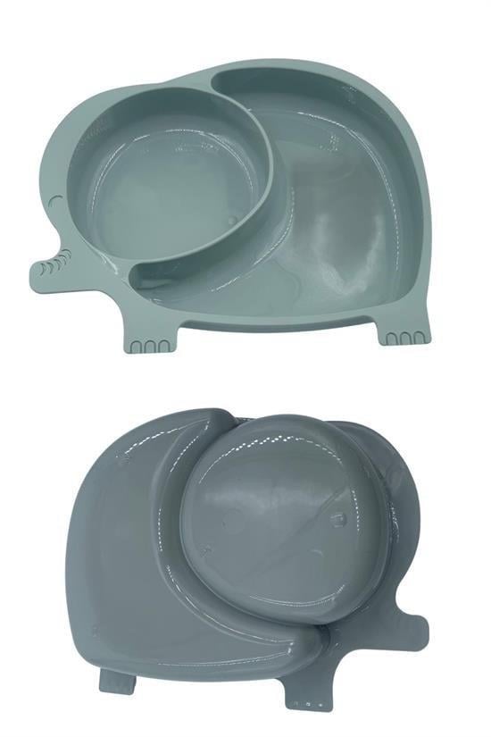 BUFFER® Bebek ve Çocuk için Sevimli Fil Model Desenli Yemek Bebek Mama Kabı Bölmeli Tabak