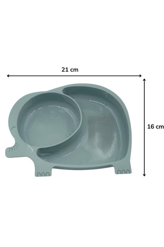 BUFFER® Bebek ve Çocuk için Sevimli Fil Model Desenli Yemek Bebek Mama Kabı Bölmeli Tabak
