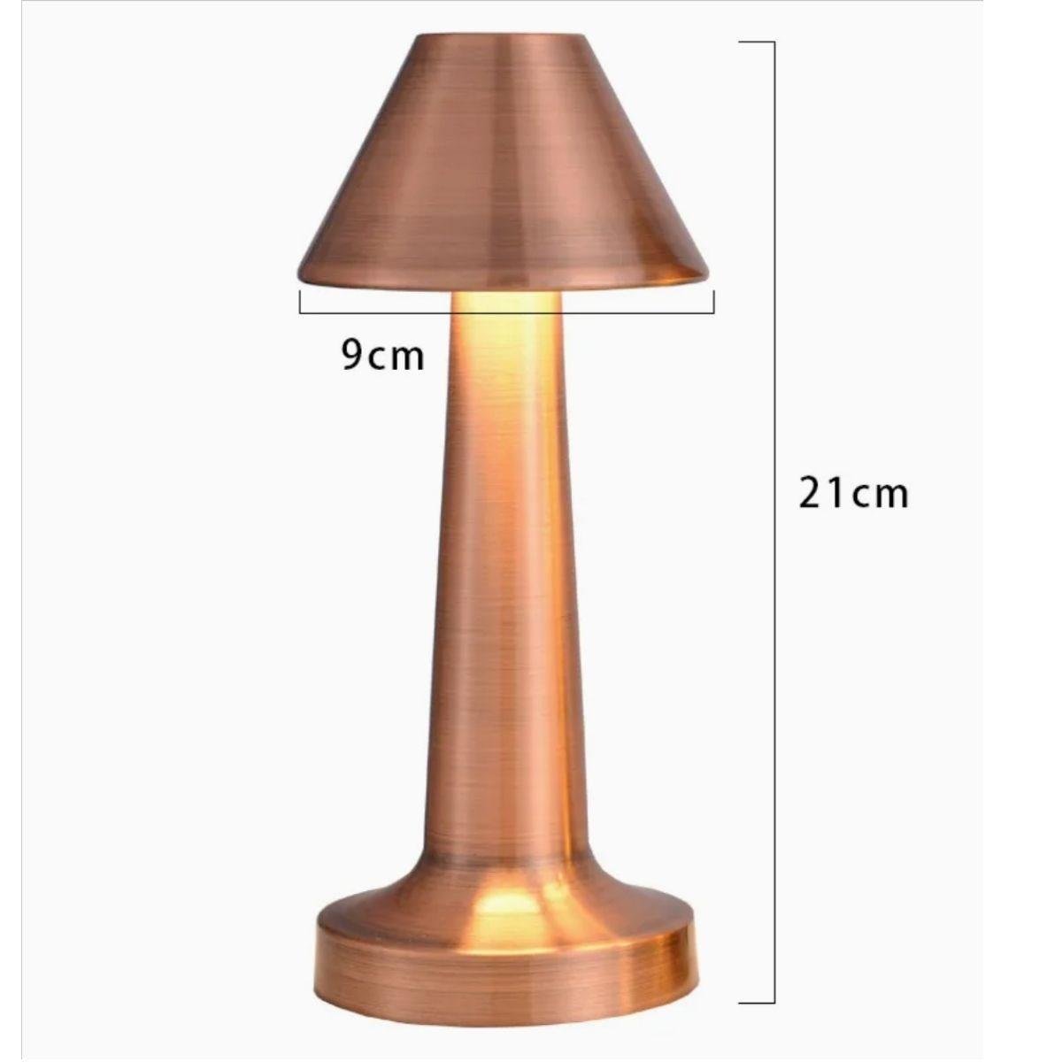 BUFFER® Çatı Model Bronz Renk Şarjlı Dokunmatik 3 Renkli LED Masa Lambası