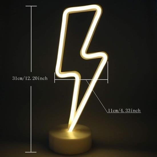 BUFFER® Dekoratif Şimşek Şeklinde Pilli Neon Led Lamba Süs Masa Lambası