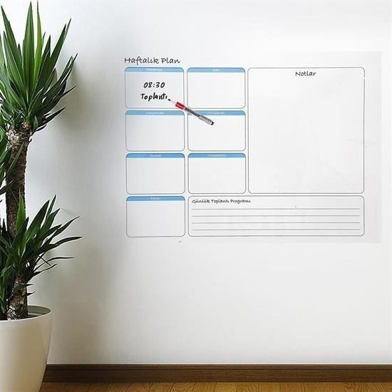 BUFFER® Haftalık Planlayıcı Manyetik Duvar Stickerı Takvim 56 cm x 70 cm