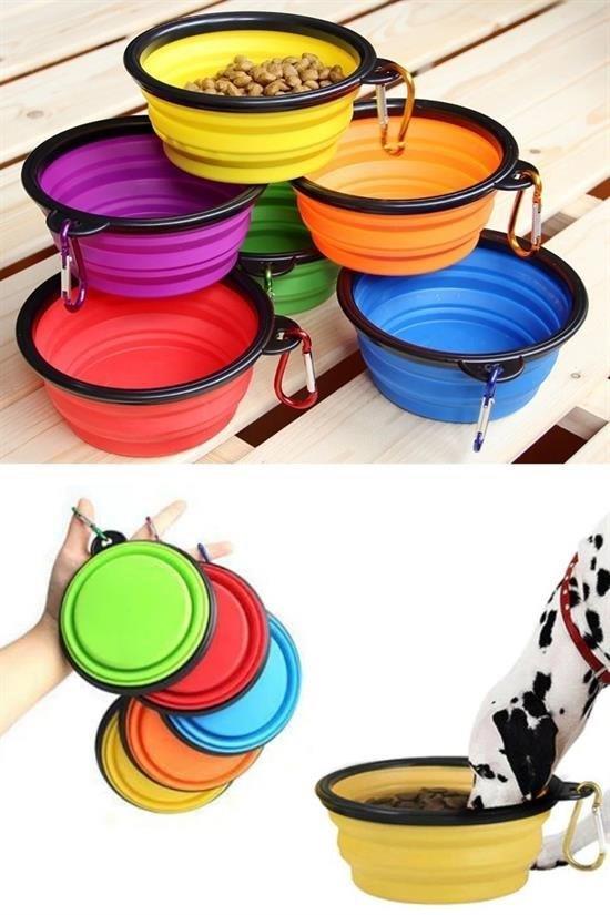 BUFFER® Katlanabilir Kedi Köpek Mama ve Su Kabı Köpek Oyuncağı
