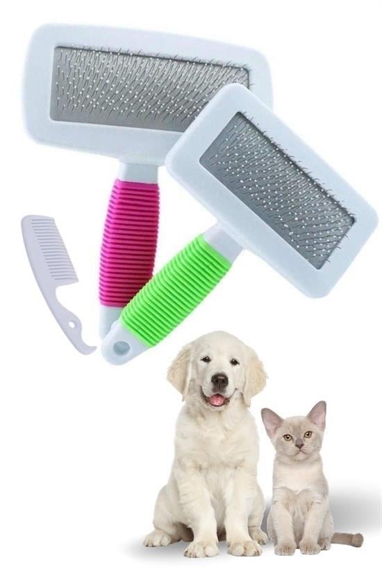 BUFFER® Kedi Köpek Telli Küçük Boy Tüy Bakım Seti Evcil Hayvan Tarama Fırçası
