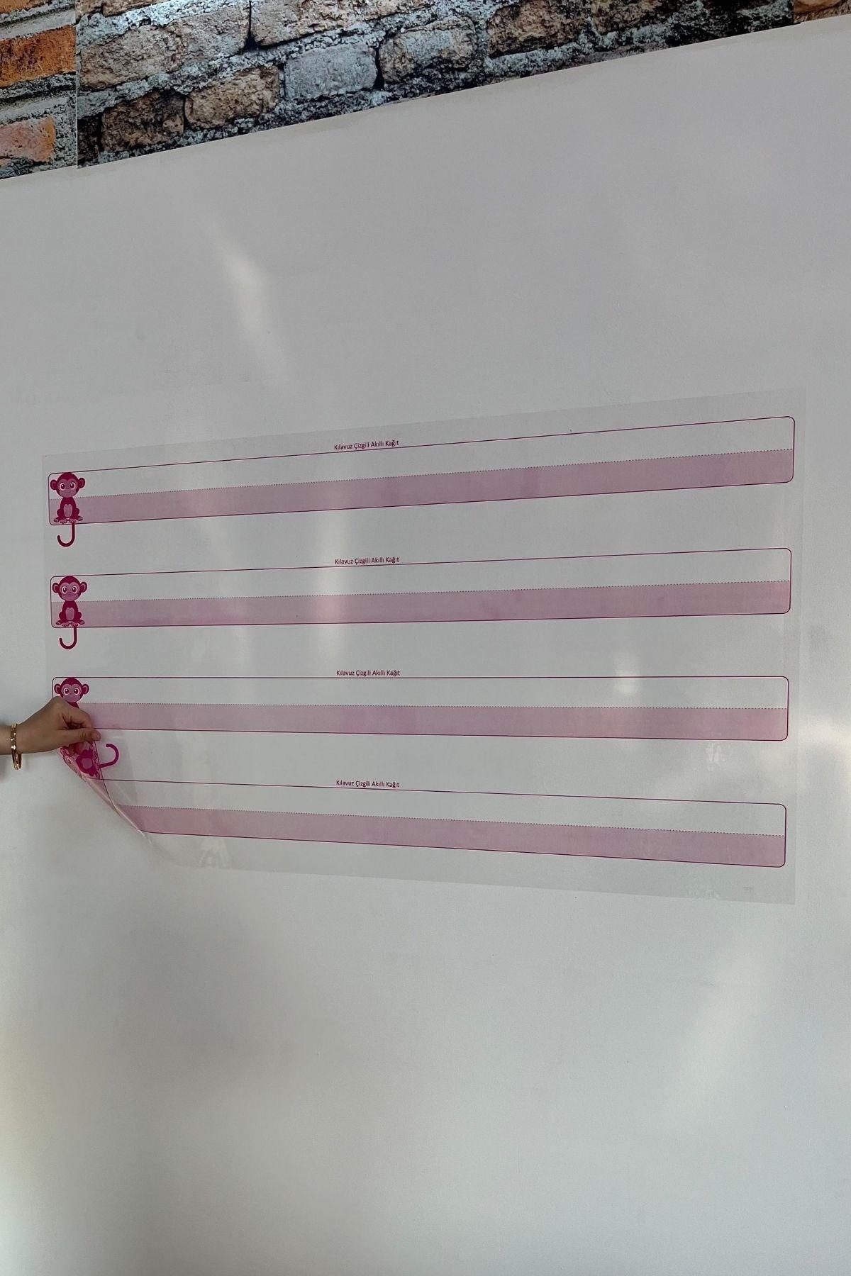 BUFFER® Kılavuz Çizgili Akıllı Kağıt Yazı Tahtası Duvarda İz Bırakmaz Statik Yeni Müfredata Uygun 100x56cm