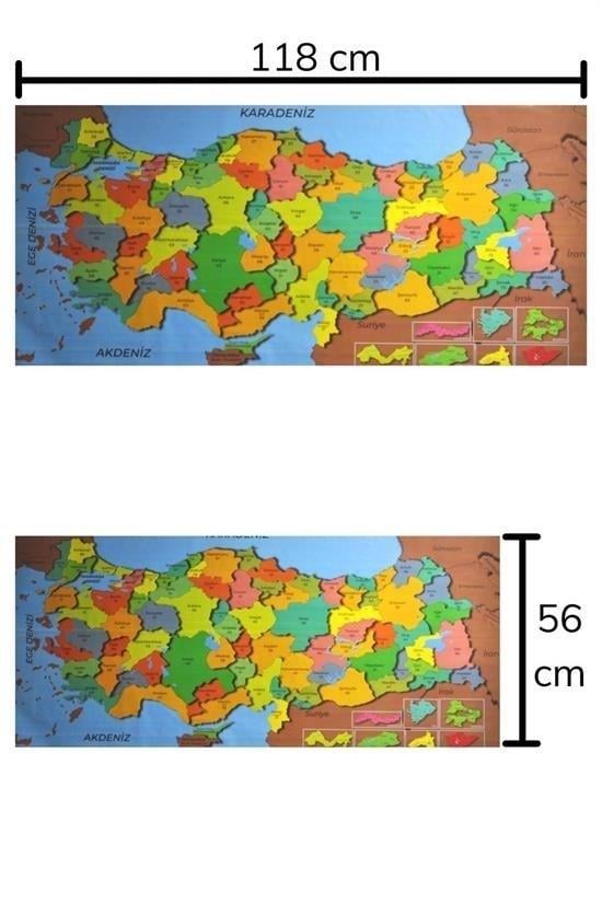 BUFFER® Renkli Türkiye Haritası Manyetik Yapıştırıcı Gerektirmeyen Duvar Stickerı 118 CM * 56 CM