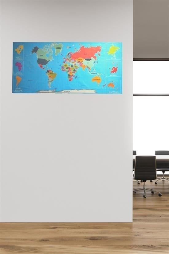 BUFFER® RenkliAtlas DünyaHaritası Manyetik Yapıştırıcı Gerektirmeyen Duvar Stickerı 118 CM * 56 CM