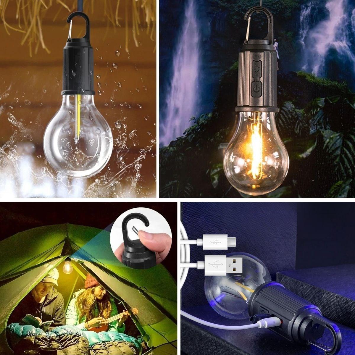 BUFFER® Şarj Olabilen 3 Farklı Mod LED'li Kendiliğinden Asma Kancalı Kamp,Dış Cephe Lambası