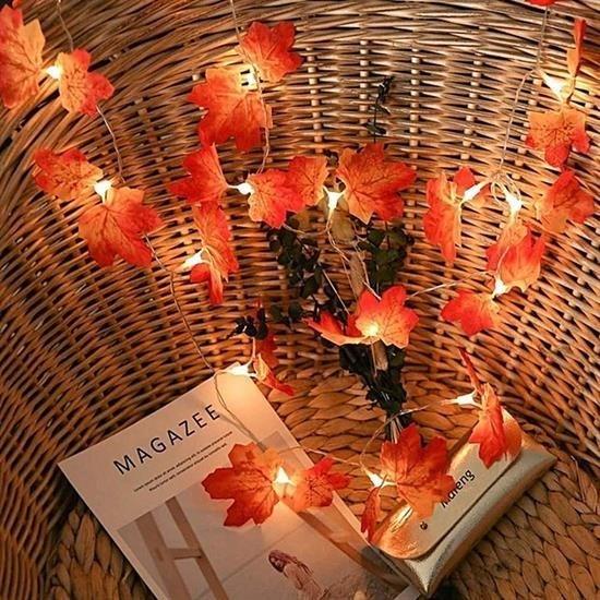 BUFFER® Sonbahar Konseptli Dekoratif Yaprak Desenli Şerit Led Gece Lamabası