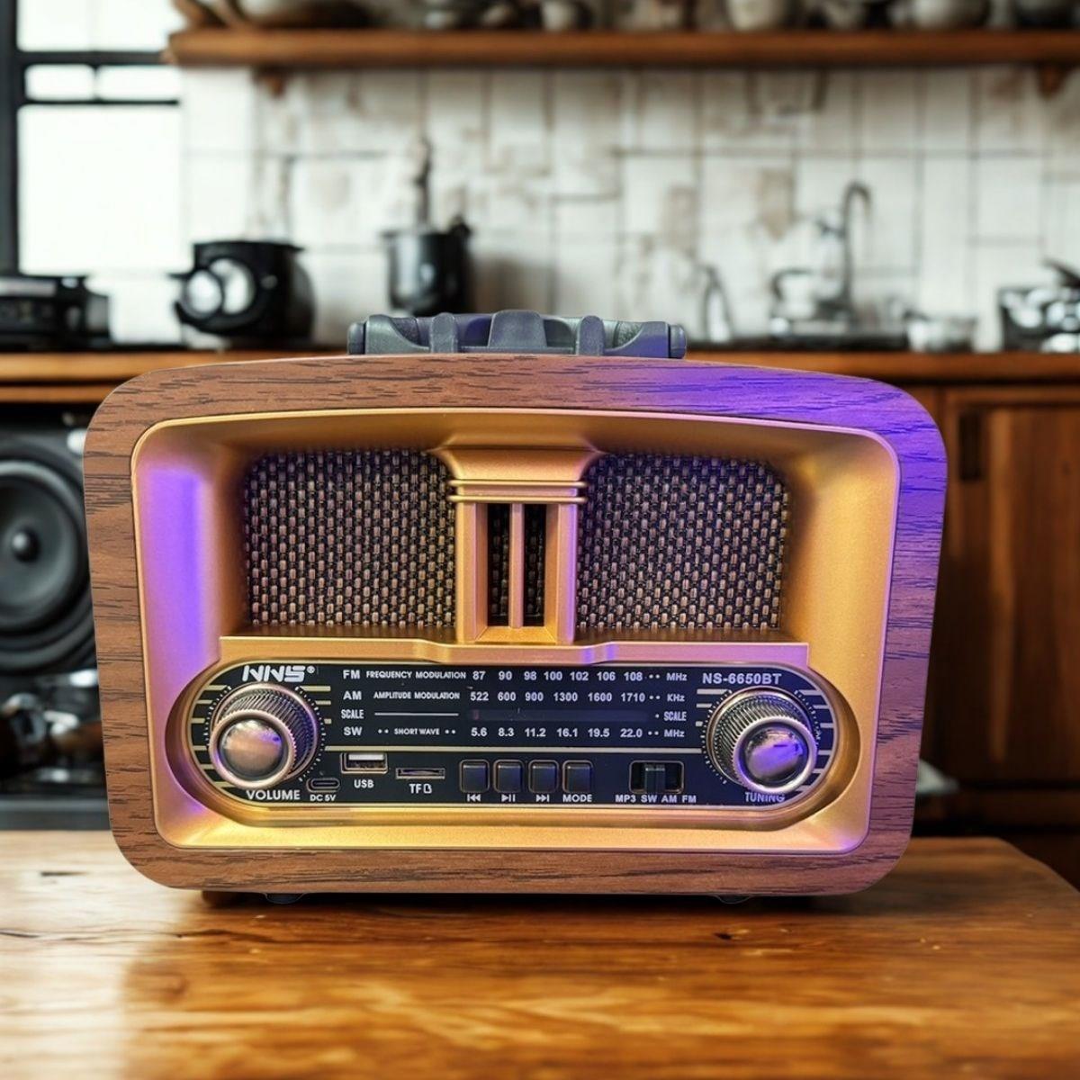BUFFER® Taşınabilir Klasik AM/FM/SW  Retro Ev Radyo USB ile Şarj Olabilen Retro Radyo