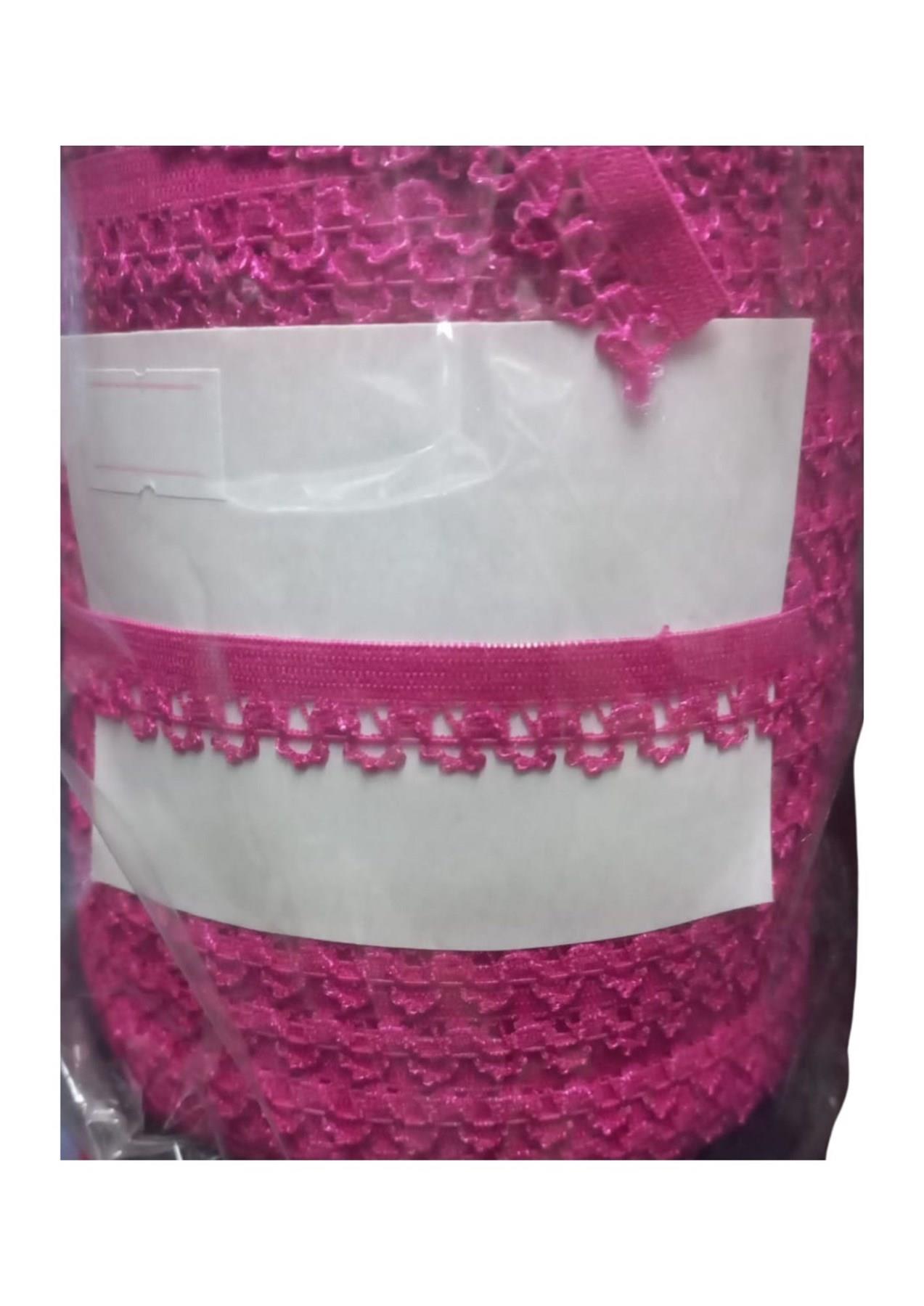 Çamaşır Lastiği Dantelli 1 cm 1 Metre Fuşya