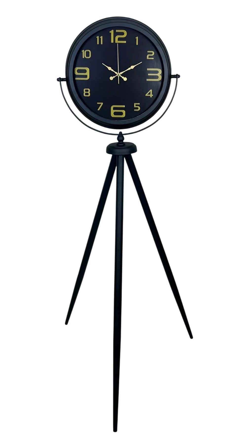 Gold Rakamlı Siyah Tripod Ayaklı Saat