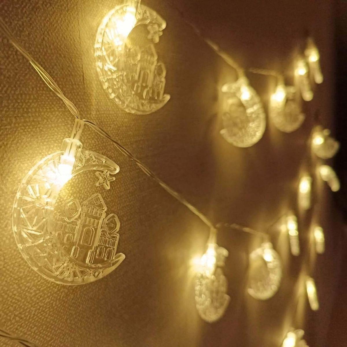 Hilal ve Cami Şekilli 3.5 Metre USB LED Işık – 20 LED’li Dekoratif Ramazan Dekorasyonu ve Ortam Aydınlatması