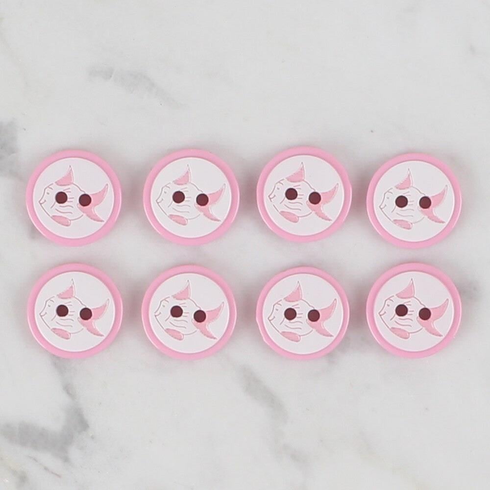 Loren Crafts pembe 8 li balık düğme - 571