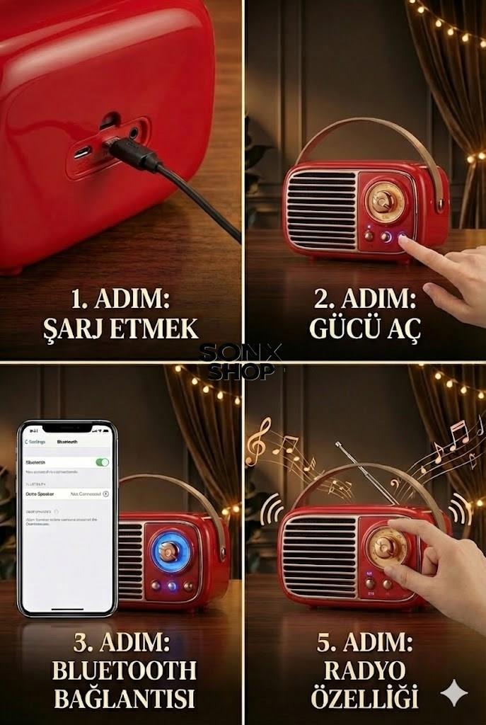 Nostaljik Retro Bluetooth Hoparlör