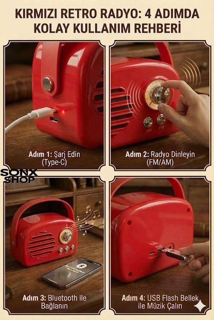Nostaljik Retro Bluetooth Hoparlör