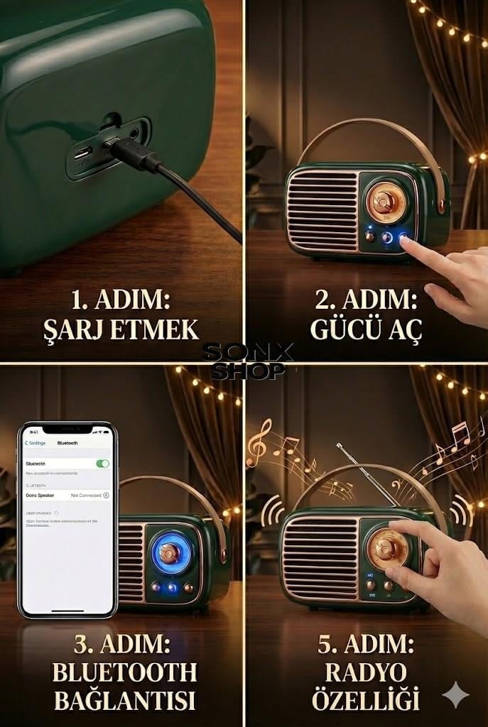 Nostaljik Retro Bluetooth Hoparlör