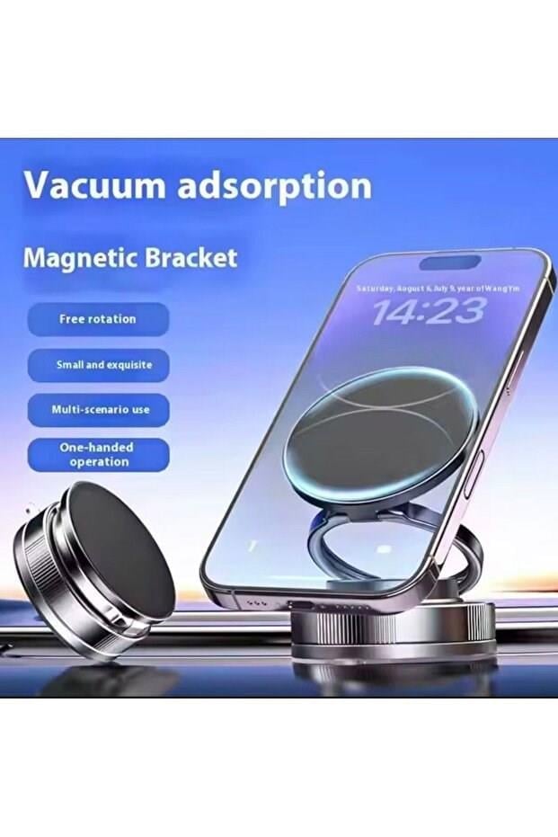 Ultra Güçlü Vakumlu Manyetik Telefon Tutucu – 360° Döner, Tek Elle Kullanım!