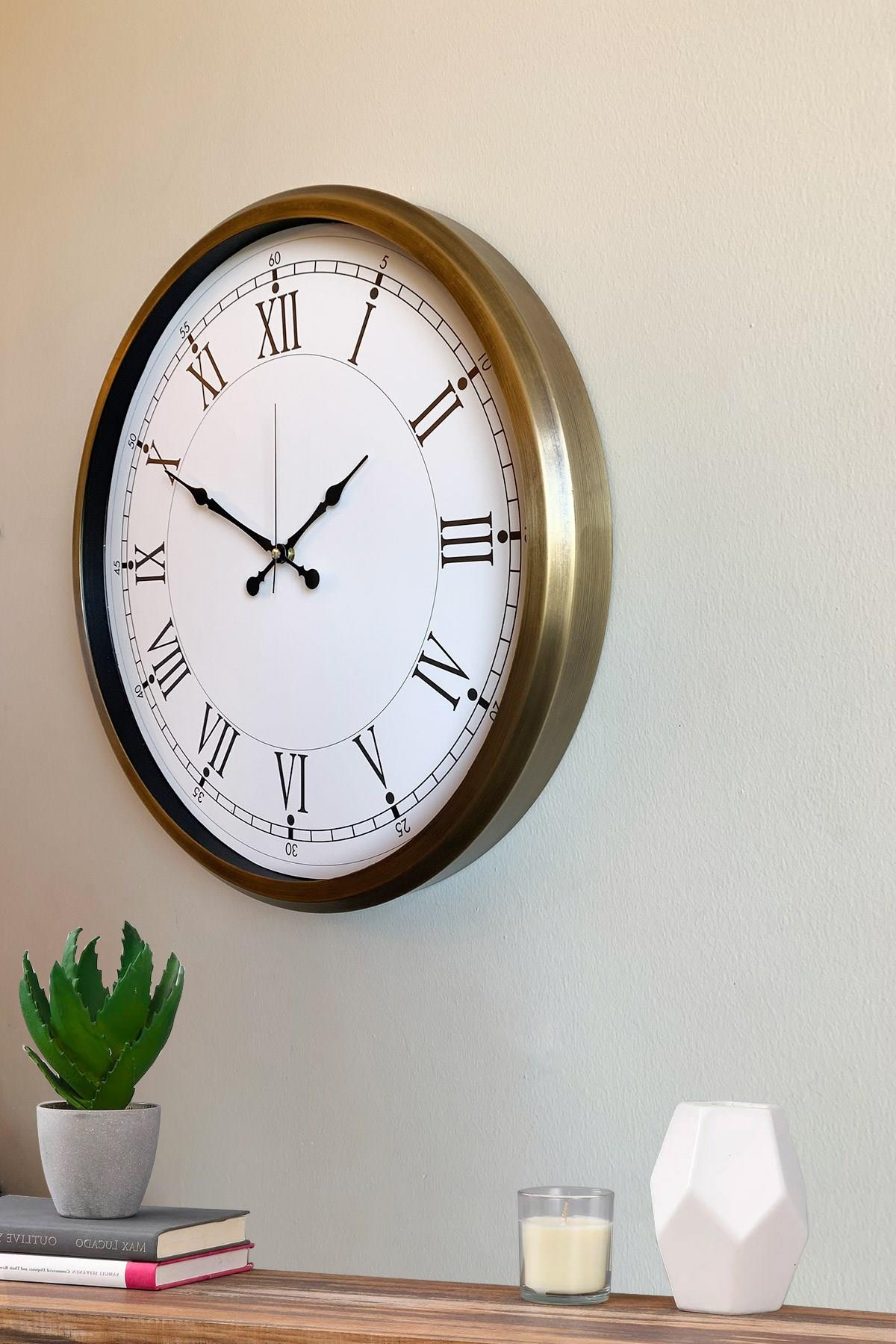 Zentime  Eskitme Roma Rakamlı 52 Cm Metal Duvar Saati