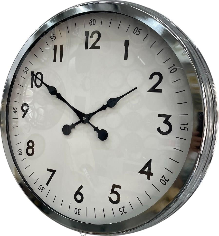 Zentime  Krom Zarif 60 Cm Metal Duvar Saati