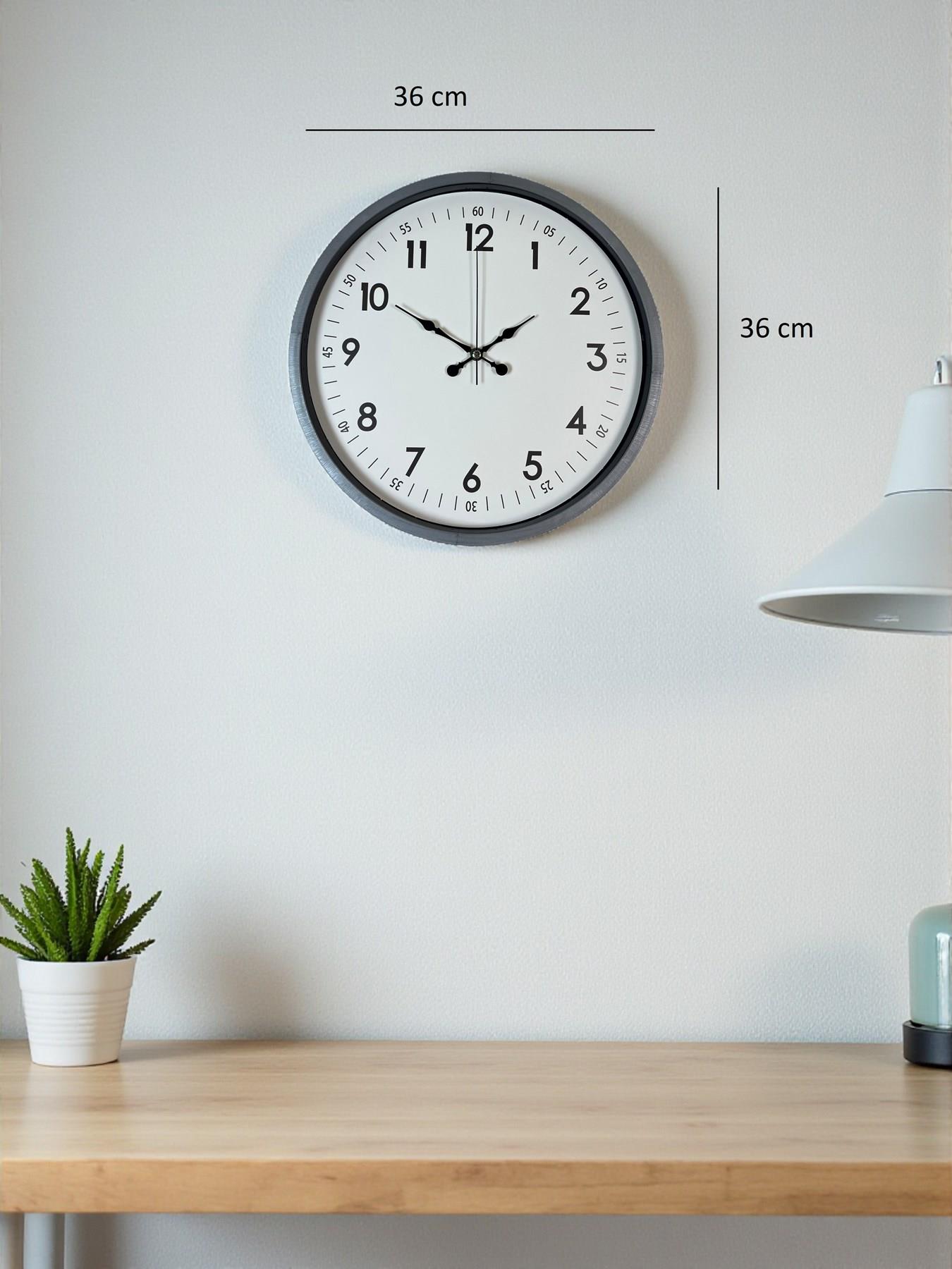 Zentime 36 Cm Gri Dekoratif Duvar Saati