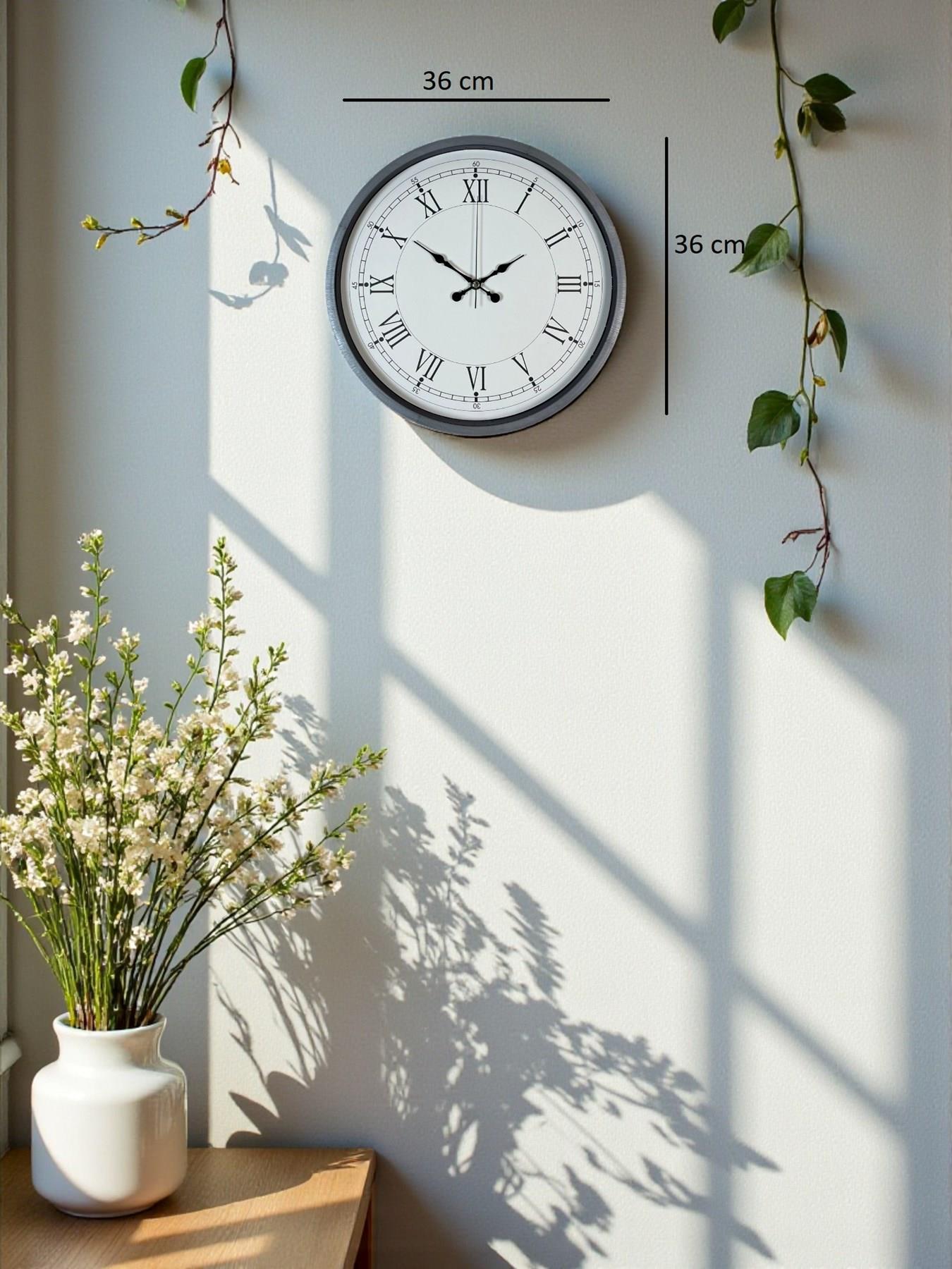 Zentime 36 Cm Gri Dekoratif Duvar Saati