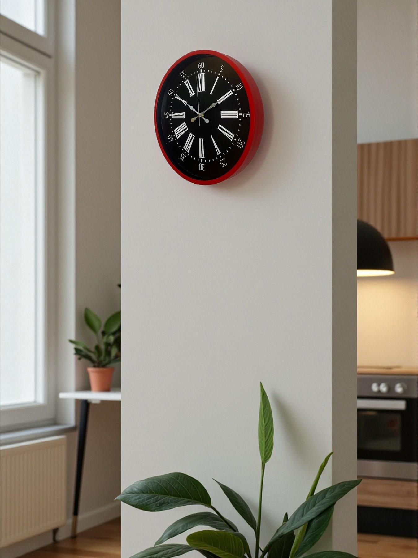 Zentime 36 Cm Kırmızı Dekoratif Duvar Saati