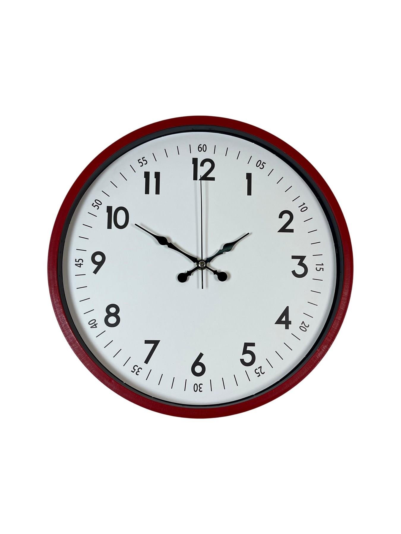 Zentime 36 Cm Kırmızı Dekoratif Duvar Saati