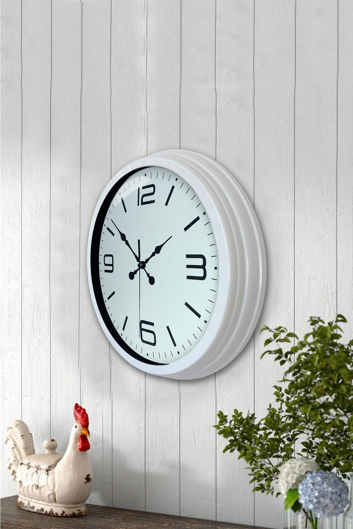 Zentime 40 Cm Beyaz Klasik Duvar Saati