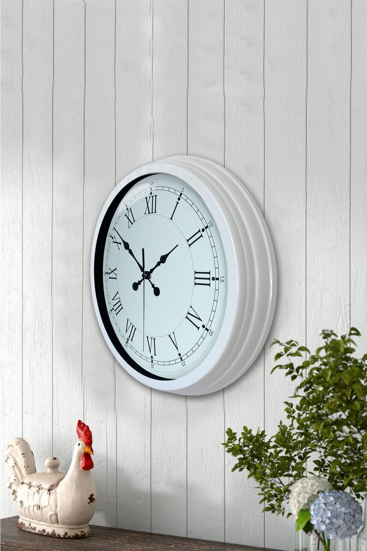 Zentime 40 Cm Beyaz Klasik Duvar Saati