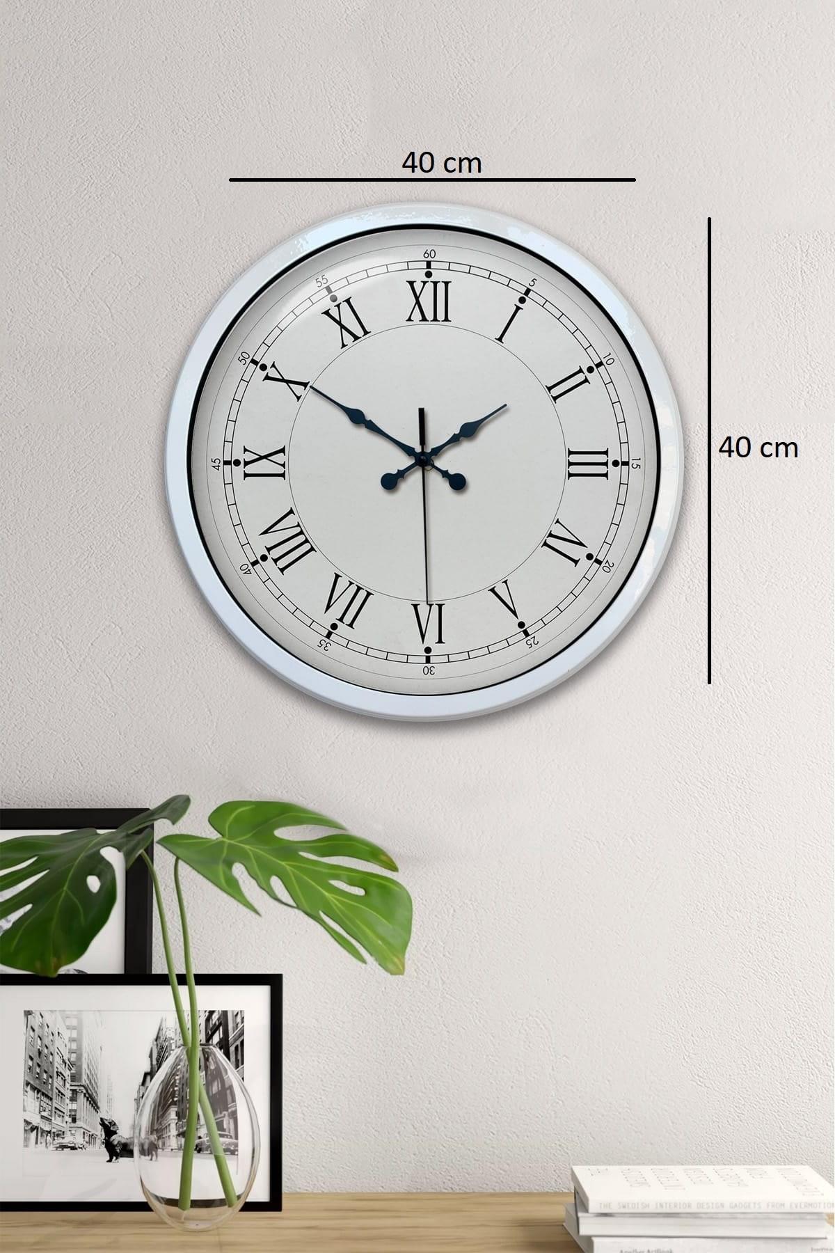 Zentime 40 Cm Beyaz Klasik Duvar Saati