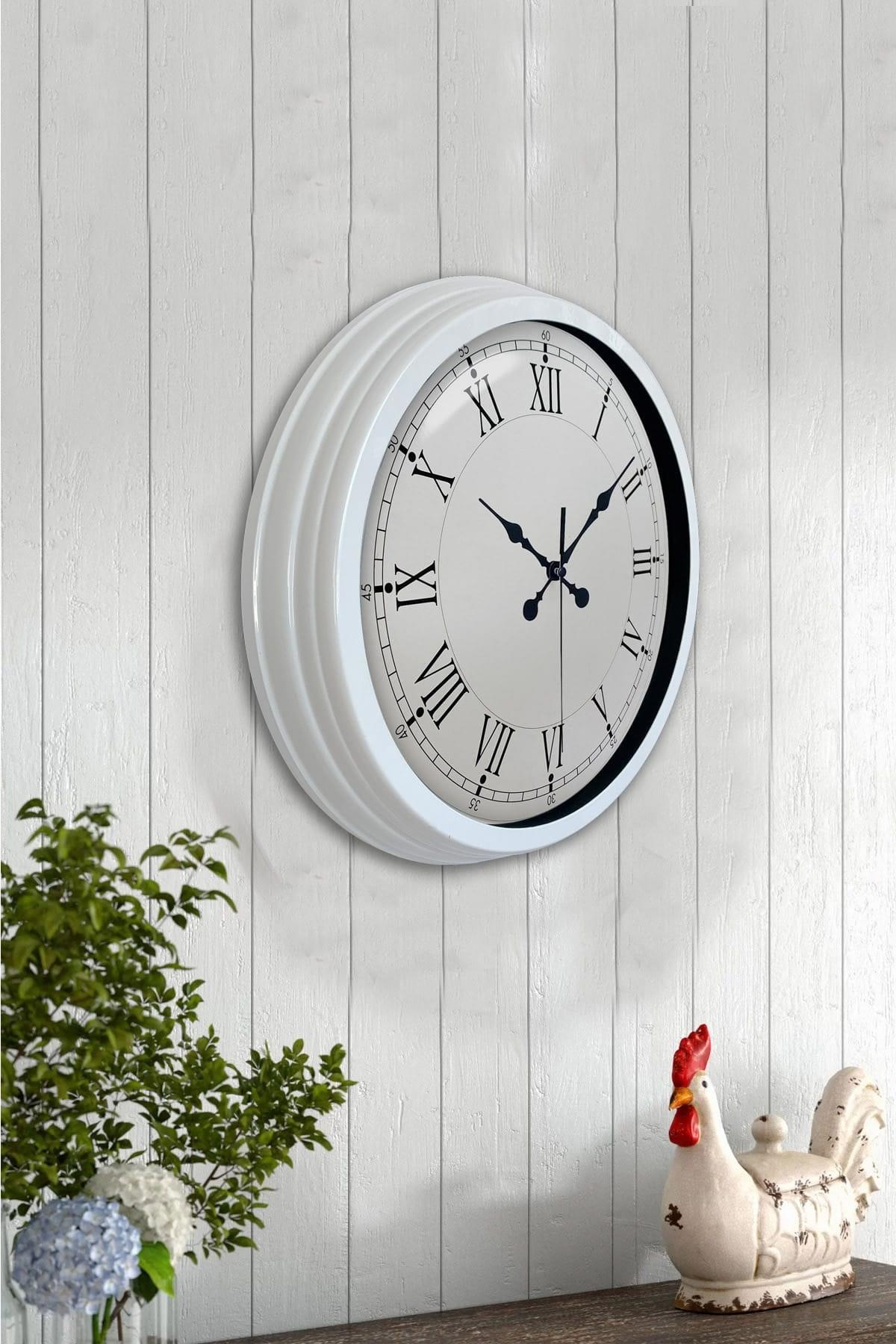 Zentime 40 Cm Beyaz Klasik Duvar Saati