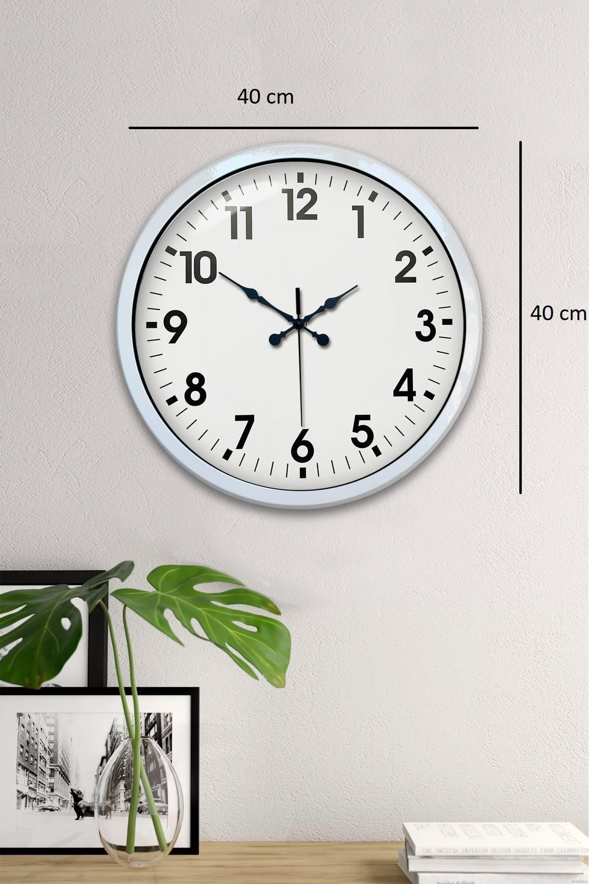 Zentime 40 Cm Beyaz Klasik Duvar Saati