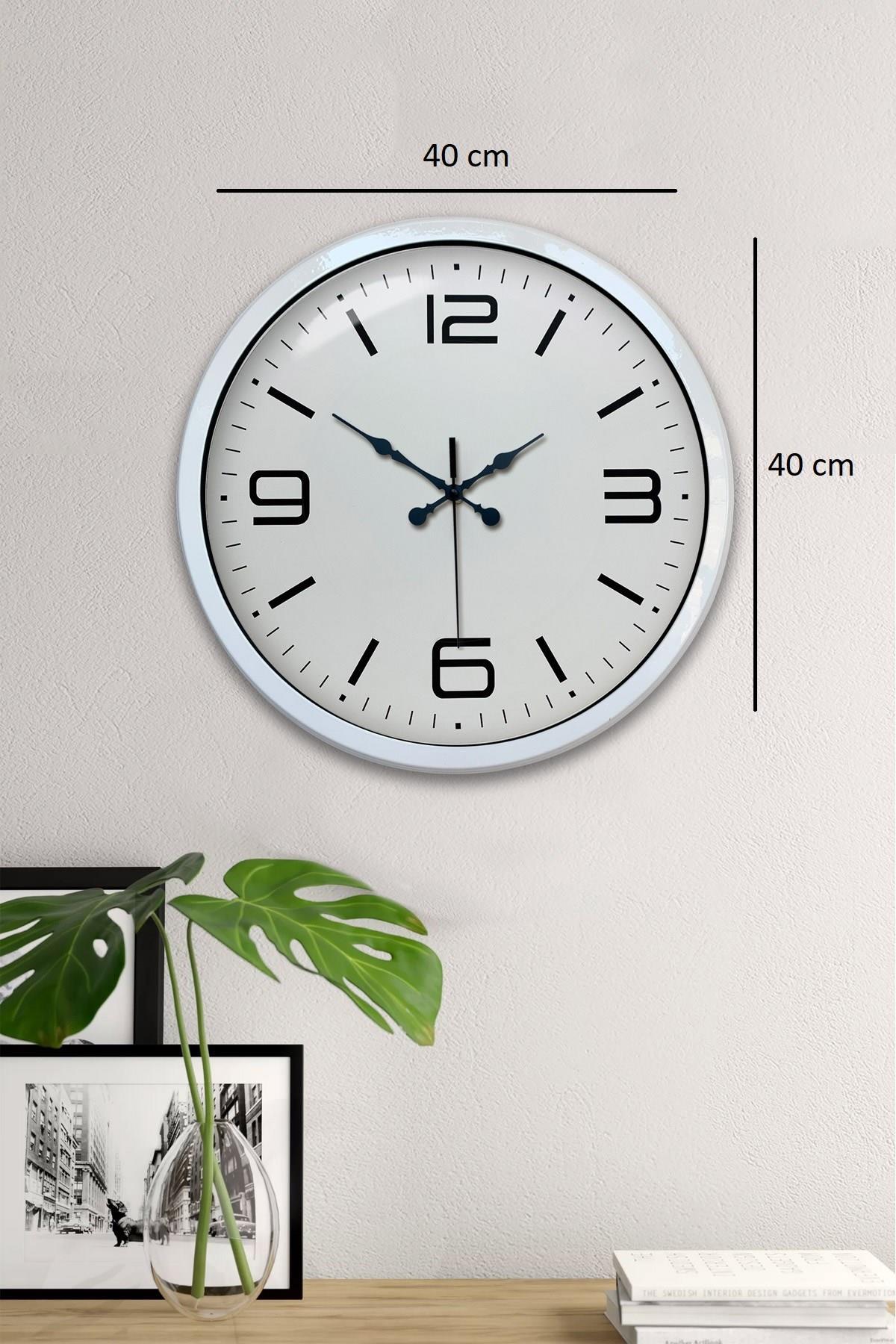 Zentime 40 Cm Beyaz Klasik Duvar Saati