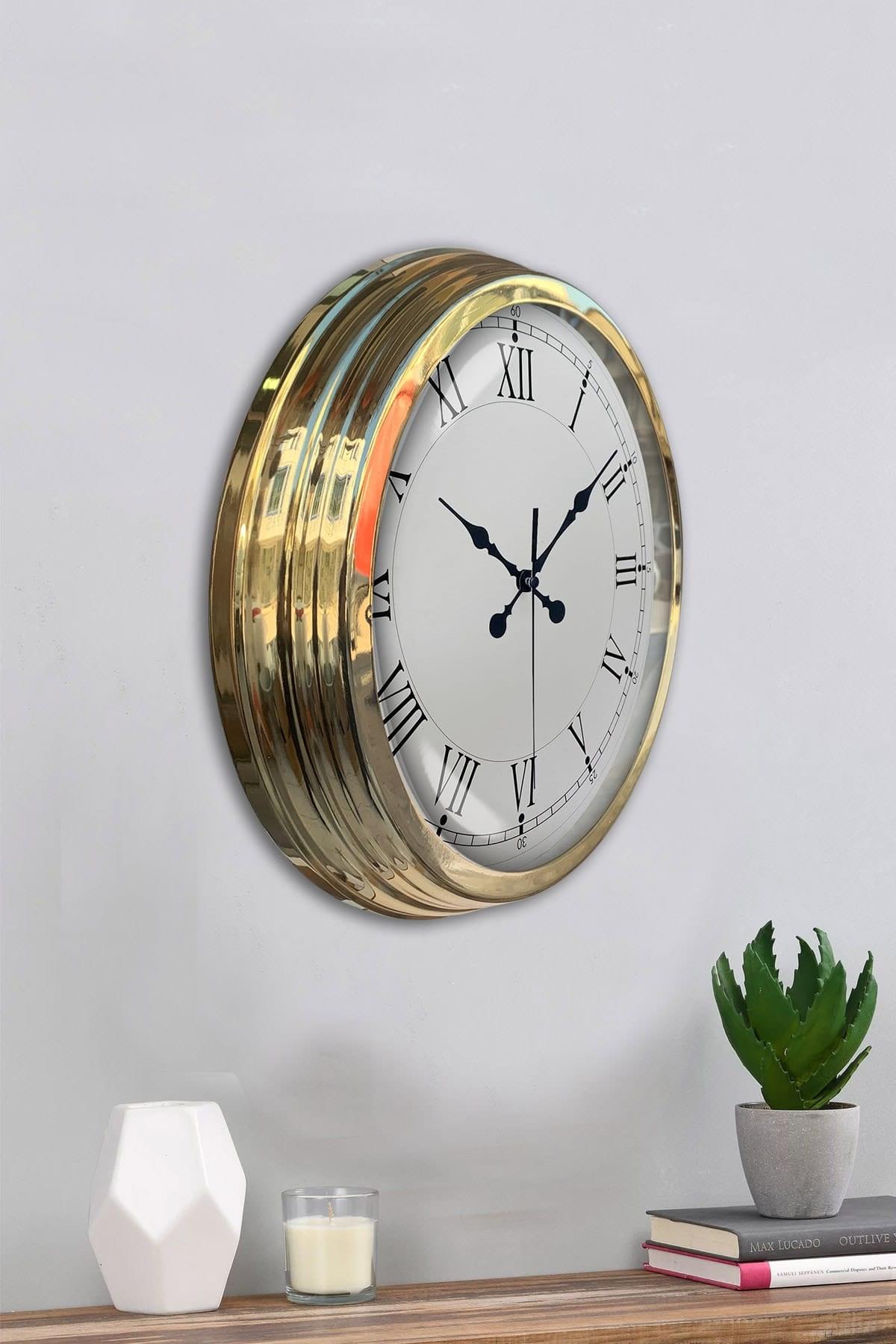 Zentime 40 Cm Gold Lüks Dekoratif Duvar Saati
